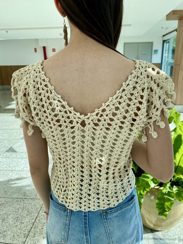 Blusa Pipoca em crochê verão Algodão Natural. - Image 3